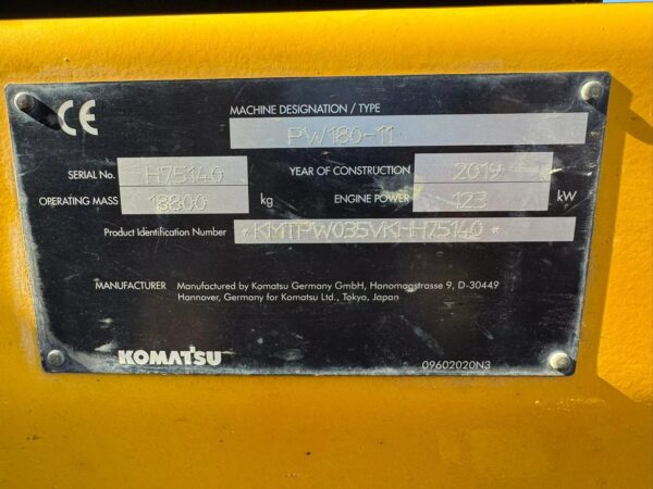 Buy Komatsu PW180-11 Excavator - Image 12