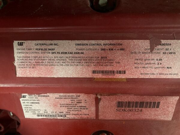 2015 Caterpillar C32 ACERT 1125hp Diesel Engine - Image 10