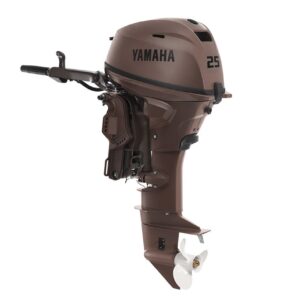 Yamaha 25hp Matte Brown Outboard | Tiller, Electric & Manual Start, 20" Shaft | F25LWHC3