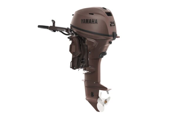 Yamaha 25hp Matte Brown Outboard | Tiller, Electric & Manual Start, 20" Shaft | F25LWHC3
